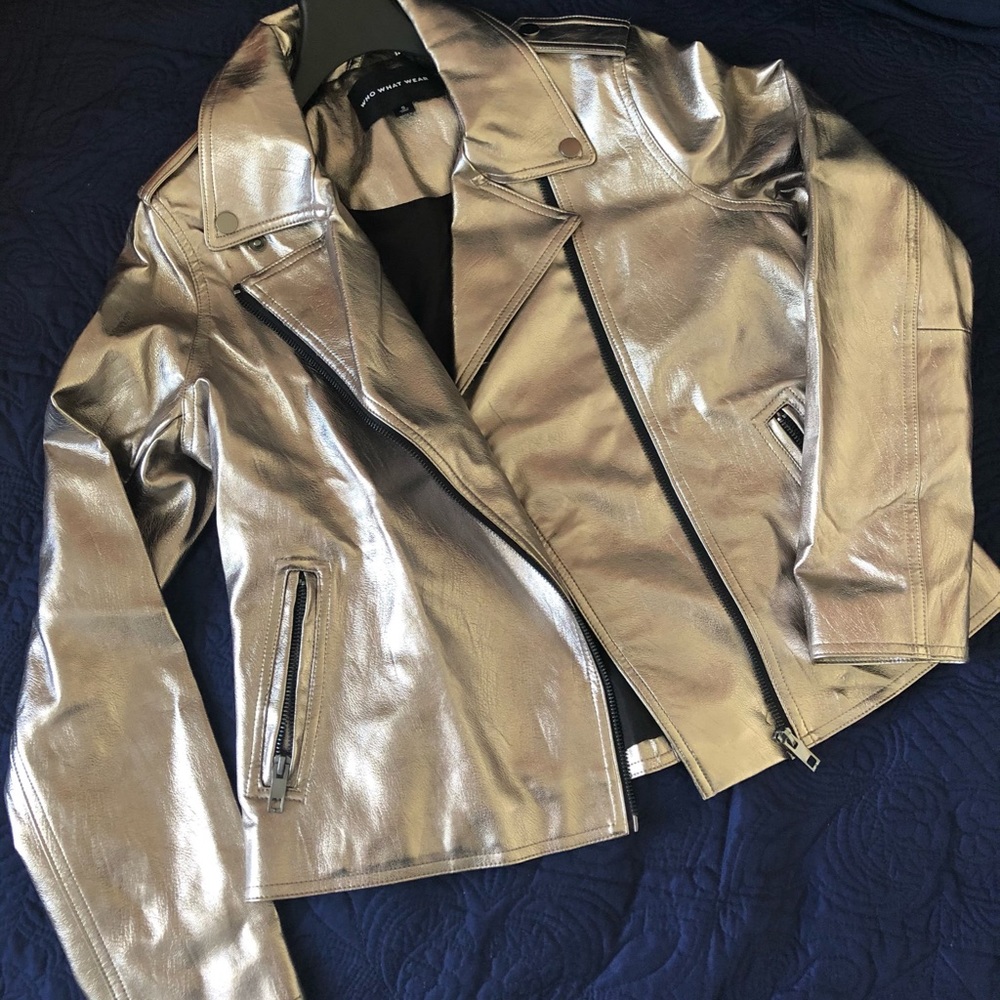 🛑 Who What Wear Silver Moto Jacket - NWOT - Picture 3 of 4